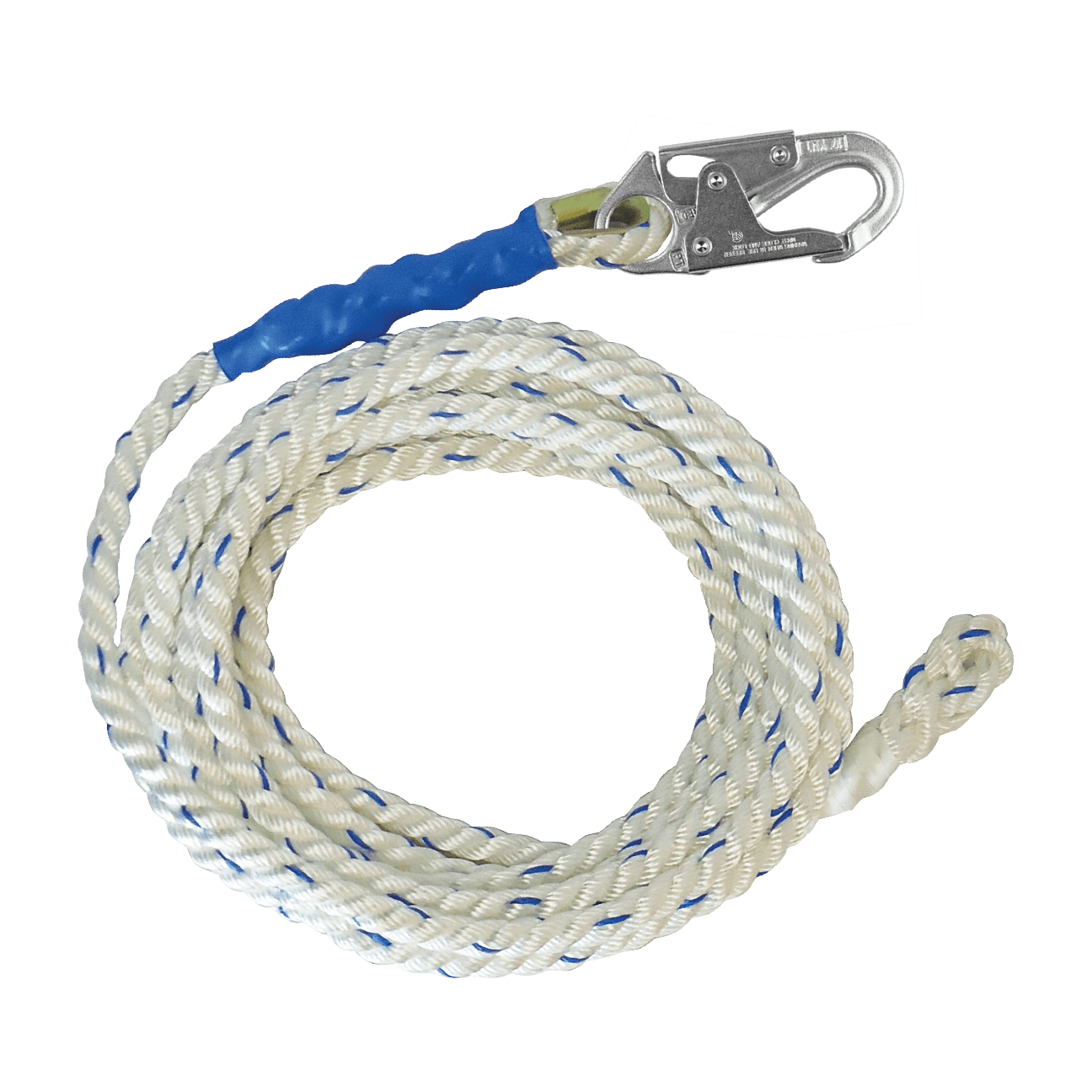 Cuerda salvavidas vertical de poliéster de 75' 5/8" con gancho de seguridad (no incluye agarrador de cuerda)