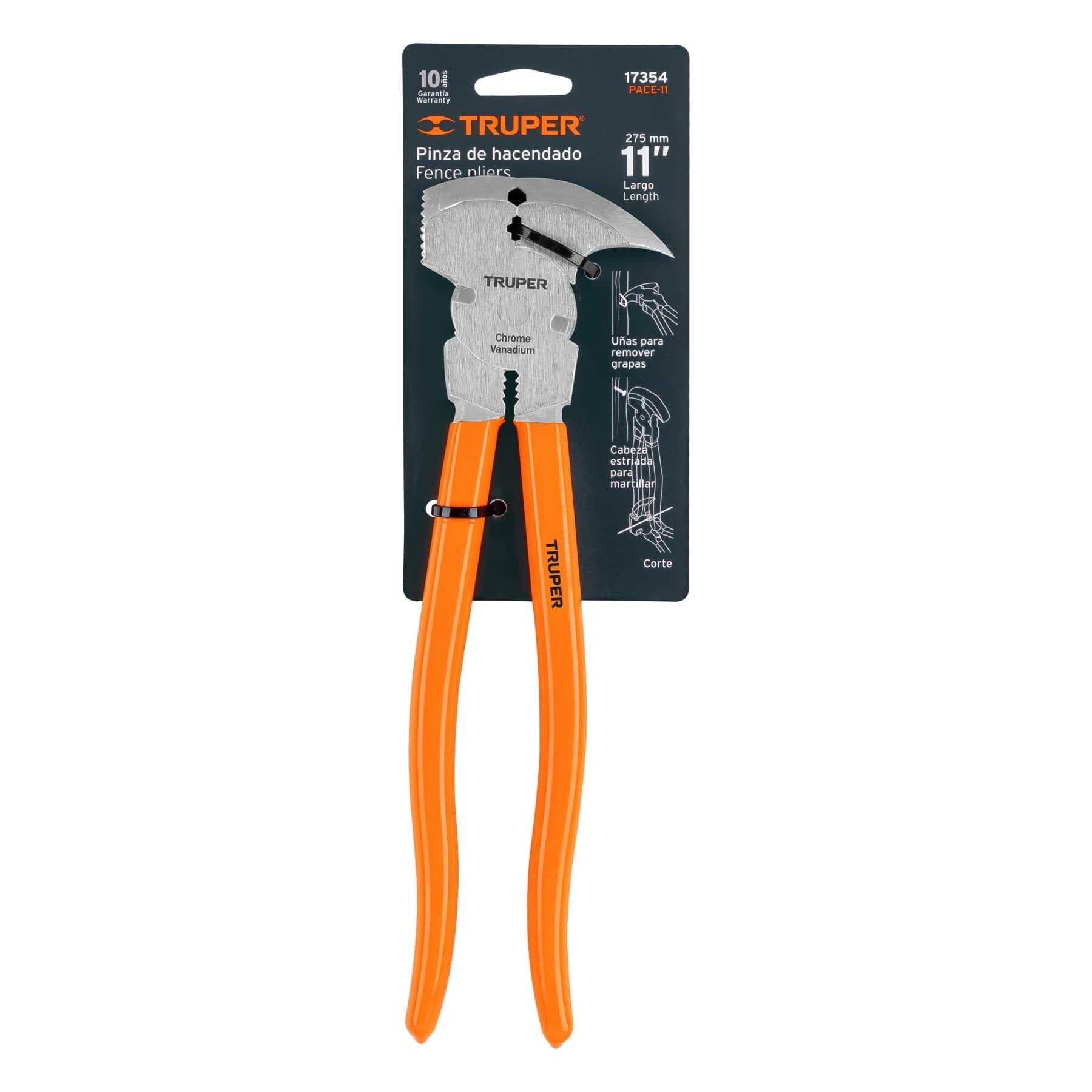Truper 11" Vinyl Handle Fence Pliers + Serrated Jaws