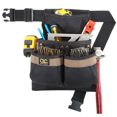 Bolsa de herramientas y clavos Framers de 5 bolsillos con cinturón - Cinturón de herramientas CLC