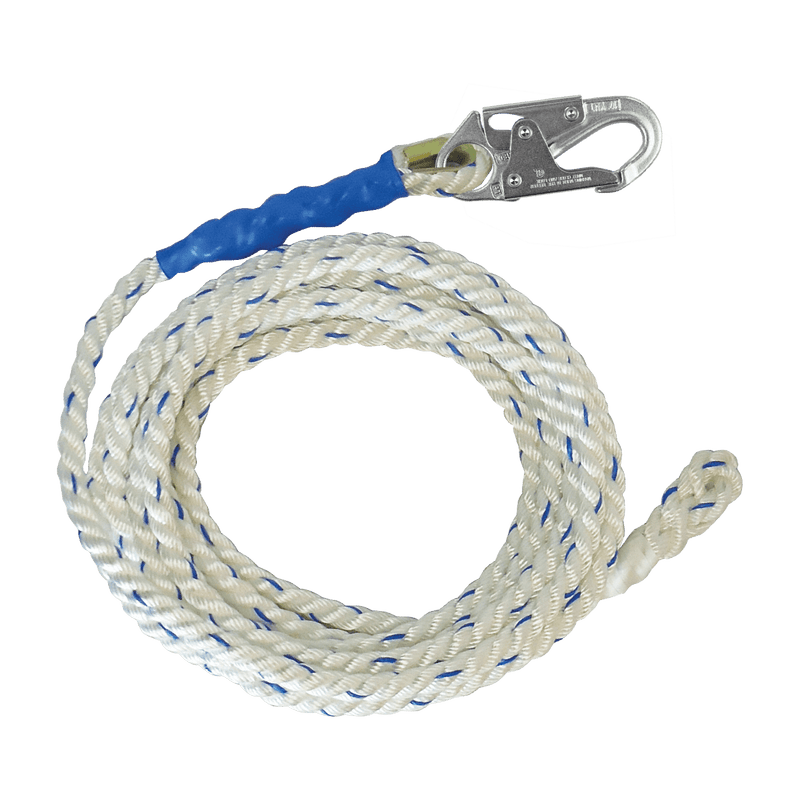 Vertical Lifeline Rope 75' 5/8" Poly with Snap Hook (Does Not Include Rope Grabber)