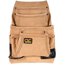 Carpenter's Leather 10 Pocket Nail and Tool Bag and Belt