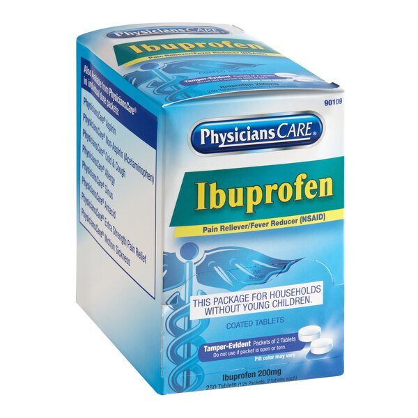 Physicians Care Ibuprofen (1 Box = 125 Packets of 2 200mg Tablets)