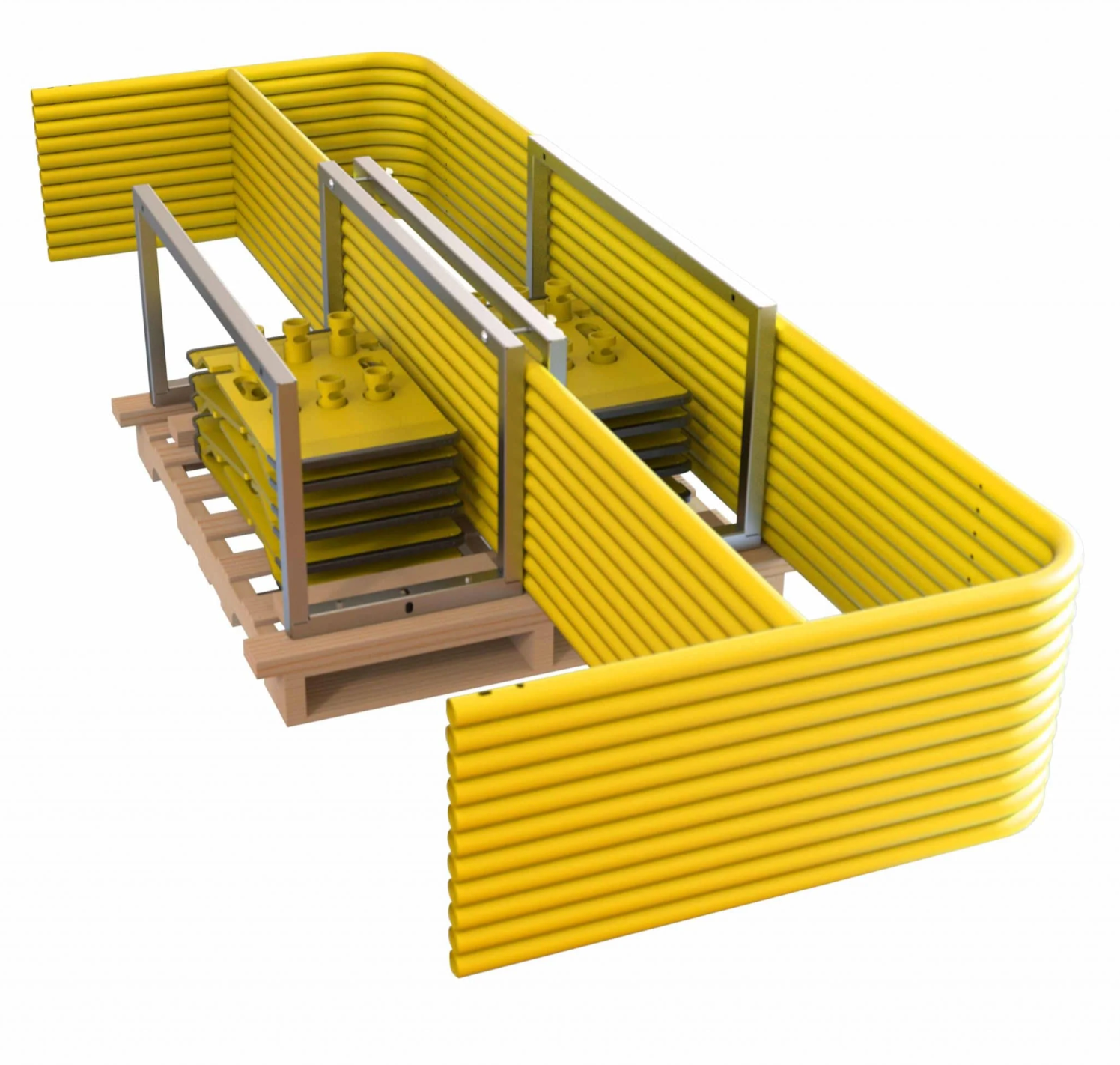 Tiedown Guardrail System - Yellow 10' Rail and Base Kit (11 RZ Rails, 12 Zip Bases)